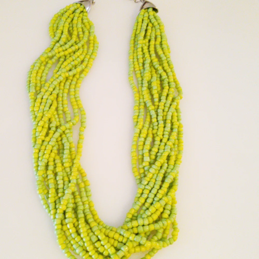 Vibrant Green and Blue Multi-Strand Necklace